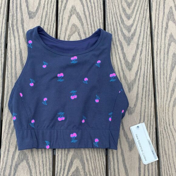 NWT J.Crew New Balence Collab size small blue cherry bra top - Picture 1 of 5